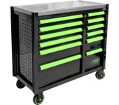 Carro de herramientas con 12 cajones vacío - verde