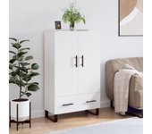 Aparador alto | aparador de comedor | armario de cocina madera de ingeniería blanco 69,5x31x115 cm cfw78509