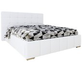 Cama florence 101, doble, blanco, 140x200, cuero ecológico, somieres, 158x216x105cm