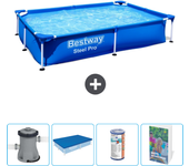 Paquete de piscina - bestway - rectángulo - 221x150x43 cm + accesorios cb90