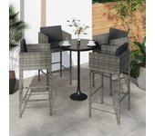 Pack 4 uds taburetes de bar | taburete de cocina | taburete alto con cojines ratán sintético gris cfw49997