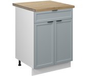 Vicco mueble bajo de cocina fame-line, azul claro-gris, 60 cm con cajón, et roble