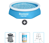 Paquete de piscina - bestway - alrededor - 244x244x61 cm + accesorios cb48