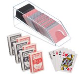 Relaxdays repartidor cartas, dispensador para 6 barajas, accesorios blackjack, plástico, 10x10x29 cm, transparente/negro
