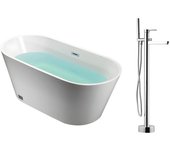Pack de 2 productos para la bañera: bañera exenta blanca twiggy y grifo monomando recto haru