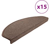 Alfombrillas de escalera 15 piezas | alfombras de escalera | tapetes de escalera marrón café 65x24x4 cm cfw64982