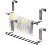 Juego de 2 toalleros con varillas de acero inoxidable para colgar en las puertas de los cajones del gabinete, no requiere perforación para la instal
