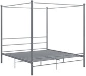 Cama matrimonial | cama para adultos | estructura de cama con dosel metal gris 200x200 cm cfw327644