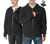 Succebuy sudadera con capucha calefactable 7,4 v, 5 zonas calefactoras, chaqueta unisex para exterior, talla m, negra
