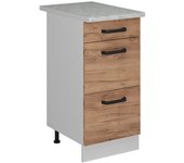 Vicco mueble bajo de cocina r-line, roble dorado, 40 cm et mármol
