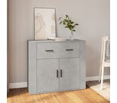 Aparador | aparador de comedor | armario de cocina de madera contrachapada gris hormigón 80x33x70 cm cfw73986