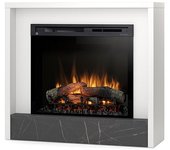 Klar - chimenea led eléctrica independiente - 28' - blanco mate / mármol negro - 100 x 90 x 32