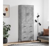 Aparador alto | aparador de comedor | armario de cocina madera contrachapada gris hormigón 69,5x34x180 cm cfw42326