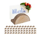 Relaxdays set de 48 soportes para fotos, porta tarjetas, menús, postales, para bodas, fiestas, madera, natural