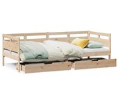 Cama para adulto | cama individual | sofá cama con cajones madera maciza de pino 90x200 cm cfw87497