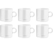 H&h 6 tazas de té nuovola en vidrio borosilicato transparente cc 225.