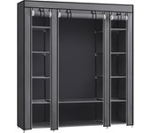 Armario plegable de tela 175x150x45 cm, organizador portátil, gris