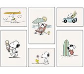 Set 6 cuadros decoración salón modernos, dormitorios, habitación, infantil, dibujos, peluches, snoopy, (3x 38 x 29 cm ; 3x 29 x 20 cm)