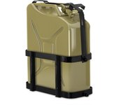 Relaxdays soporte para bidón de gasolina, para 10l & 20l, depósito de combustible, marco, metal, 1 ud., negro
