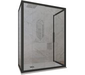 Mampara de ducha 3 lados deslizante 70x120x70 cm de pvc negro mate h 200 vidrio transparente mod. deco trio