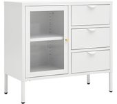 Aparador de acero y vidrio templado blanco 75x35x70 cm