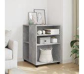 Mesa auxiliar con ruedas madera contrachapada gris hormigón