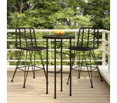 Pack 2 uds taburetes de bar | taburete de cocina | taburete alto ratán pe y acero negro 45x56x103,5 cm cfw49766