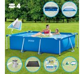 Paquete de piscina - intex - rectángulo - 220x150x60 cm + accesorios cb97