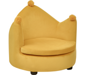 Beliani sillón infantil corona de terciopelo amarillo vega
