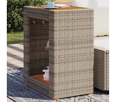 Mesa auxiliar de jardín con tapa de madera gris 60x40x75 cm
