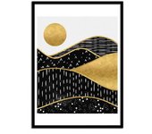 Art-poster - gold sun - kookie pixel - con marco negro 30 x 40 cm