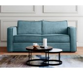Sofá cama de 3 plazas con apertura italiana de pana turquesa - somier de láminas anchas de 140 cm - colchón de 18 cm loreto