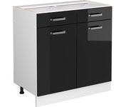 Vicco mueble bajo de cocina r-line, negro brillo intenso, 80 cm sin encimera