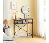 Tocador maquillaje hjelmeland con espejo 129x80x44cm - negro [en.casa]