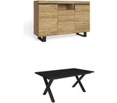 Pack mesa x8 y aparador tell, all negro, patas