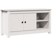 Mueble tv de pino macizo blanco 103x36,5x52 cm