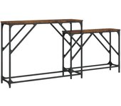 2 piezas mesas consolas，mesa de entrada，mesa auxiliar apilables madera ingeniería roble ahumado cfw67176