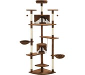 Rascador para gatos con poste de sisal marrón y blanco 203 cm