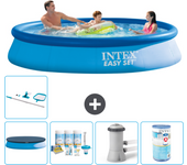 Paquete de piscina - intex - alrededor - 366x366x76 cm + accesorios a591
