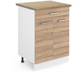 Vicco mueble bajo de cocina r-line, sonoma, 60 cm con cajón, et roble