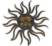 Origen home decor adorno pared sol apliques metal | aplique metal negro - 90x90x4cm