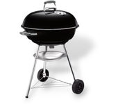 Barbacoa de carbón redonda con ruedas y parrilla de acero cromado original weber compact kettle - tamaño ø47 cm