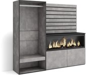 Amueblate online, aparador, con almacenamiento, 167x145x35 cm, dormitorio, habitación, chimenea eléctrica, vestidor abierto, cemento