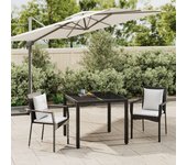 Set comedor de jardín 3 piezas，conjunto de comedor de exterior，conjunto de jardín con cojines ratán sintético negro cfw839432