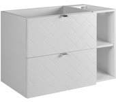 Mueble de baño, blanco mate, 80 x 57 x 46 cm, tiradores plateados