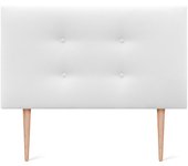 Dhome cabecero de tela aqualine pro con 2 hileras de botones y patas cabezal tapizado cama lujo (blanco, 105cm)