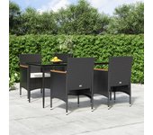 Juego de comedor de jardín 5 piezas，conjunto de comedor de exterior，conjunto de jardín con cojines negro cfw661225