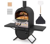 Horno de pizza para exteriores, horno de pizza a leña con piedra para pizza de 31 cm, pala para pizza, parrilla de cocción, horno para pizza