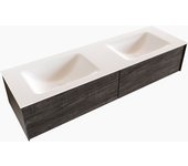 Mondiaz lush 150cm mueble de baño color dark brown con 2 cajones. con lavabo cloud doble 2 orificios color talc