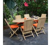 Conjunto de muebles de jardín de teca maciza sirocco, 6 plazas